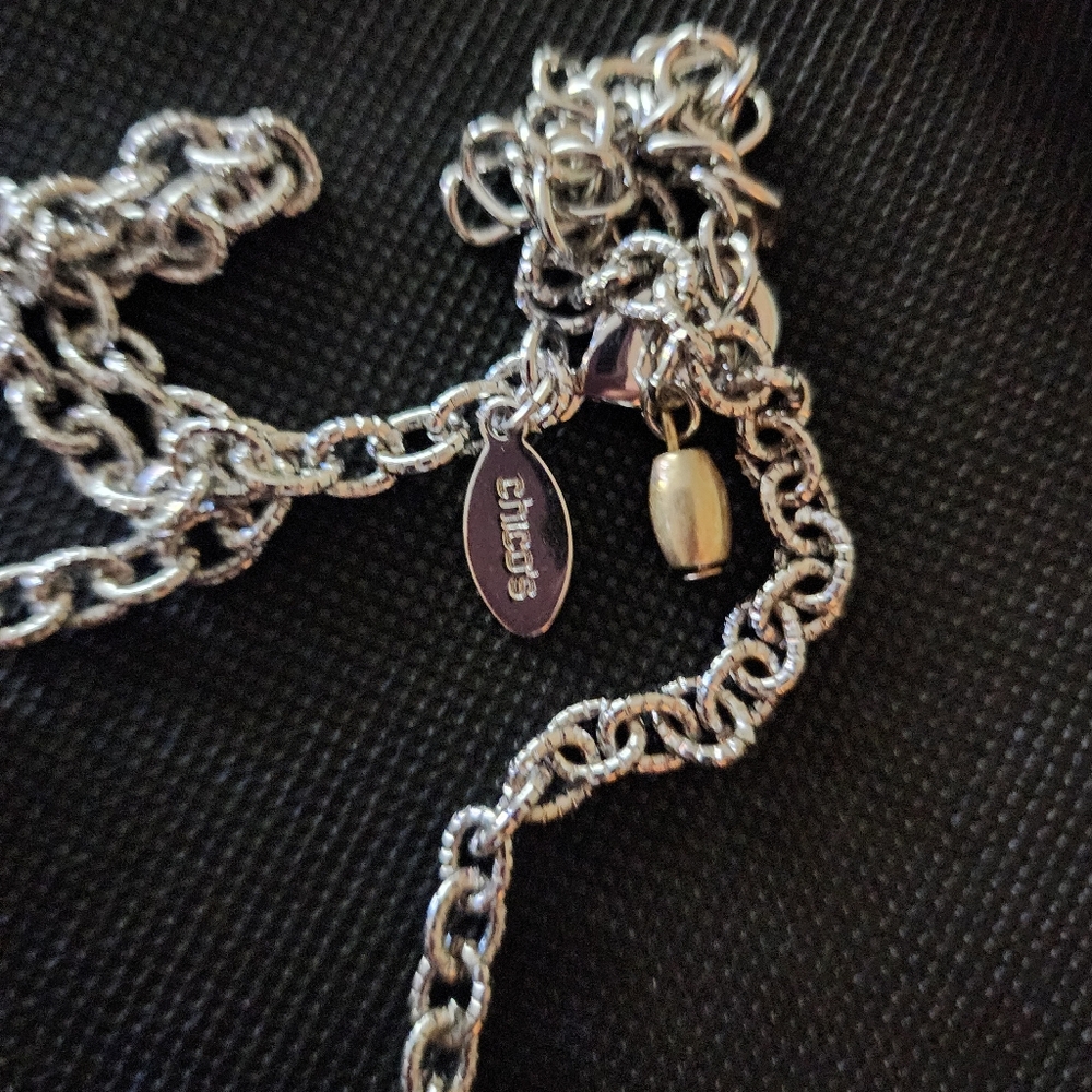 Chico’s statement necklace silver with gold trim